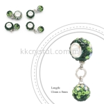 Bling Charm 12mm + 8mm Round Dangle, B025, Emerald + Peridot + Rainbow White