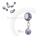 Bling Charm 12mm + 8mm Round Dangle, B014, Tanzanite + Light Tanzanite + Rainbow White