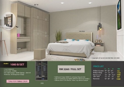 Bedroom Set : 1080 B Bedroom Set Bed & Bedframe Choose Sample / Pattern Chart