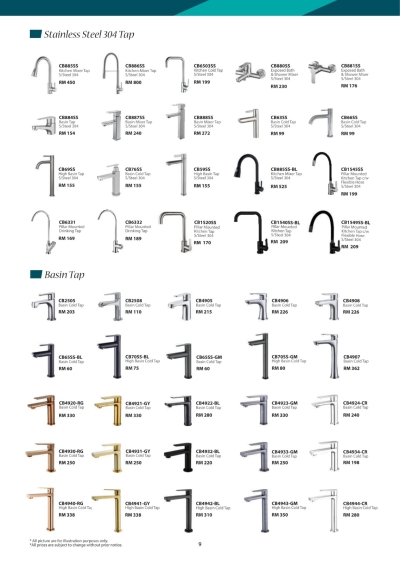 Cabana Kitchen Sink Water Taps & Basin Taps Catalog