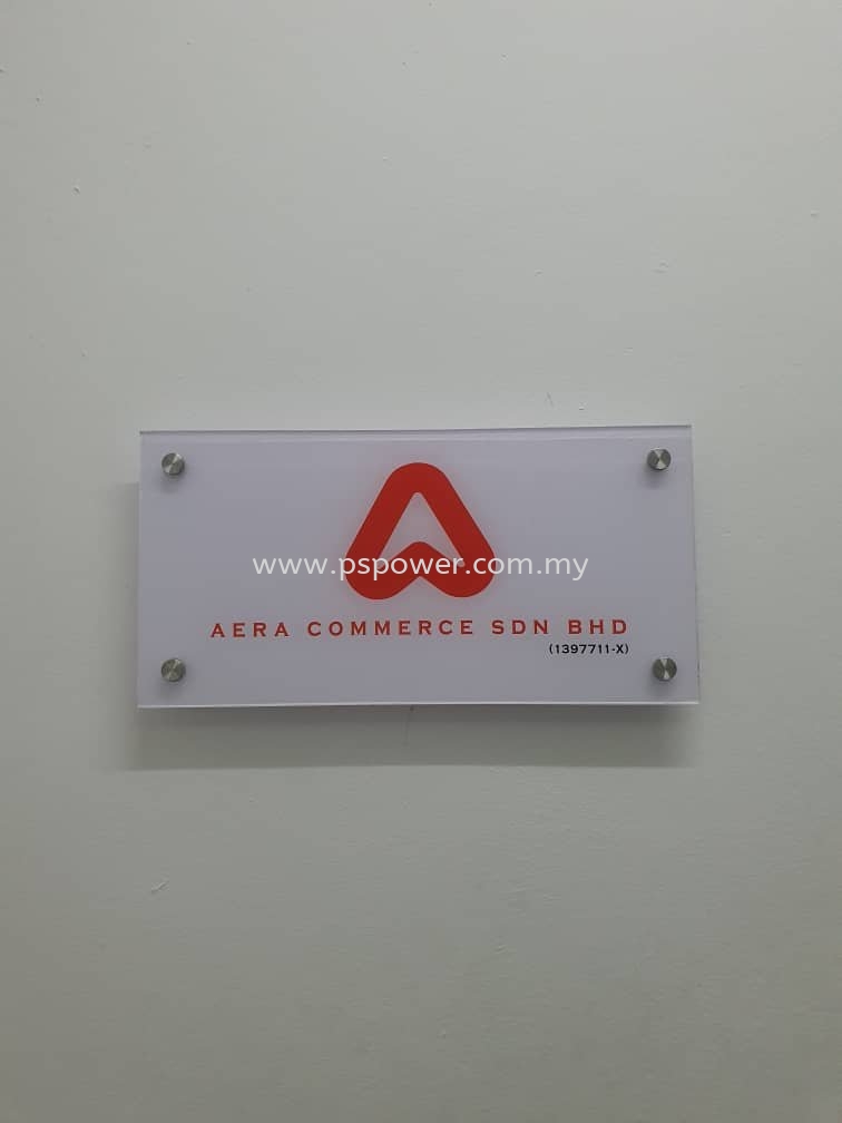 Acrylic Company Signage with Sticker + bolt nuts