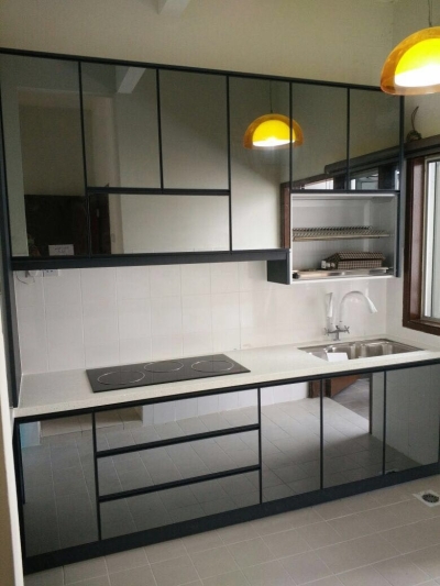 Grey Mirror with Quartz Stone Table Top        