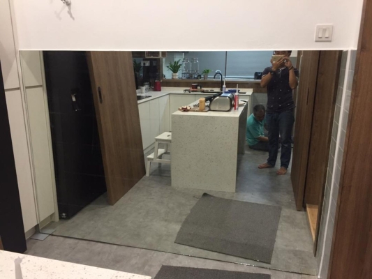 Wall kitchen mirror ( grey and clear)              