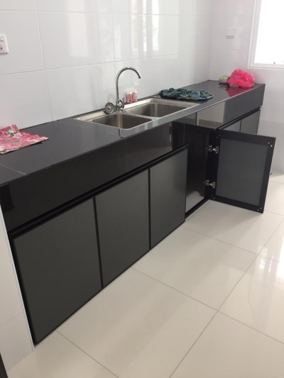 Cabinet Swing Door PC Black + Composite Panel Grey @Semenyih, Kajang      