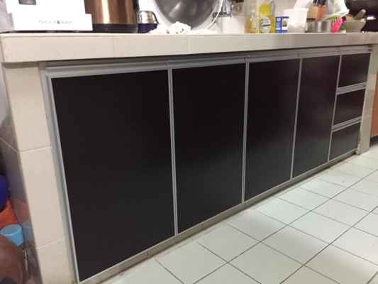 Cabinet Swing Door +Composite Panel (Black) @Cheras Mewah Court   