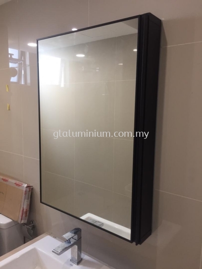 Aluminium 1"x 4" hollow ( powder coated black) + swing door +mirror @united point Residence, jalan Lang Emas, Kuala Lumpur 