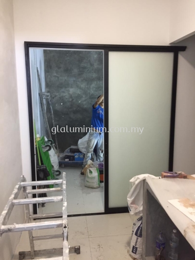 S. door (powder coated black +Frosted glass) @Laman Seri business Park, shah Alam 