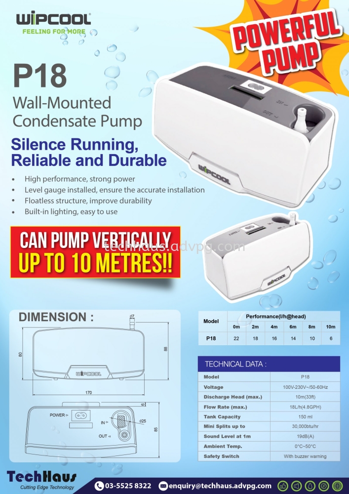 WIPCOOL P18 Wall Mounted Condensate Pump