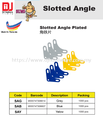 SUMO SLOTTED ANGLE SLOTTED ANGLE PLATED BLUE 9555747306607 SAB (CL)