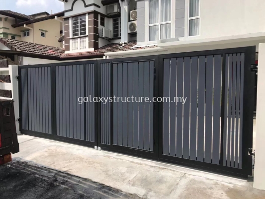 To Fabrication Powder Coated Folding Gate with Aluminium Plate @ Subang Jaya