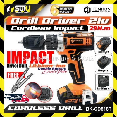 HUMHON CD518T 21V Cordless Hammer Impact Drill Driver Set
