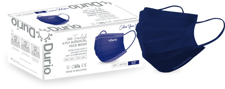 Durio 545 Trendish 4 Ply Surgical Face Mask - Denim Blue