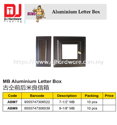 SUMO MB ALUMINIUM LETTER BOX ABM7 9555747306522 (CL)