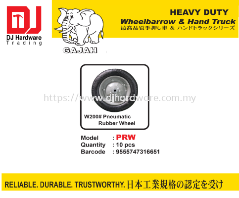 GAJAH WHEELBARROW & HAND TRUCK HEAVY DUTY W200 PNEUMATIC RUBBER WHEEL PRW 9555747316651 (CL)