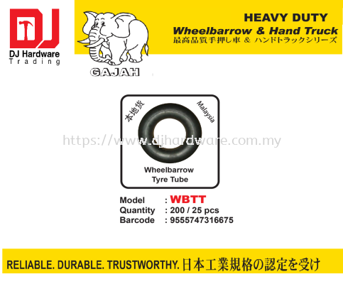 GAJAH WHEELBARROW & HAND TRUCK HEAVY DUTY WHEELBARROW TYRE TUBE WBTT 9555747316675 (CL)