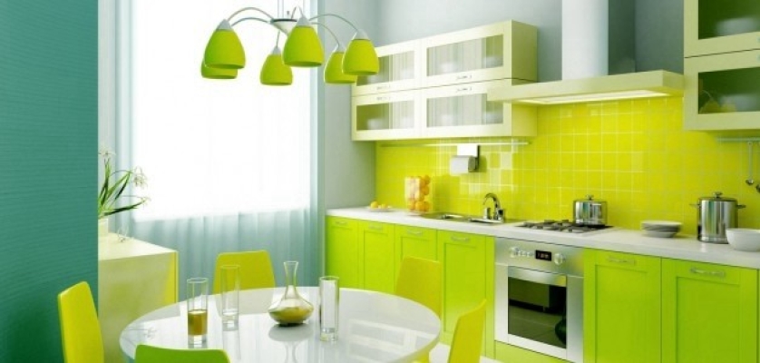 Green Color Concept Kitchen Cabinet Design Refer