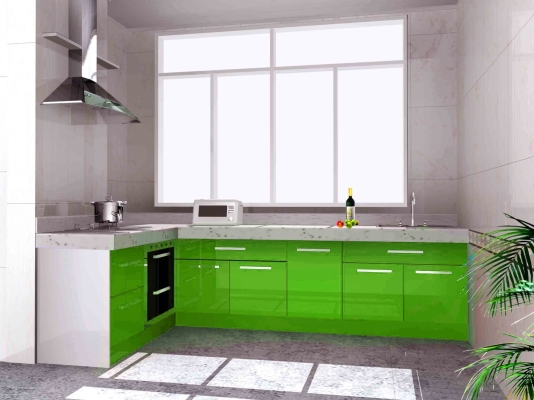 Green Color Concept Kitchen Cabinet Design Refer