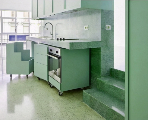 Green Color Concept Kitchen Cabinet Design Refer