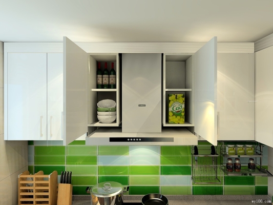 Green Color Concept Kitchen Cabinet Design Refer