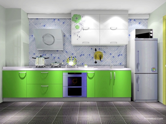 Green Color Concept Kitchen Cabinet Design Refer