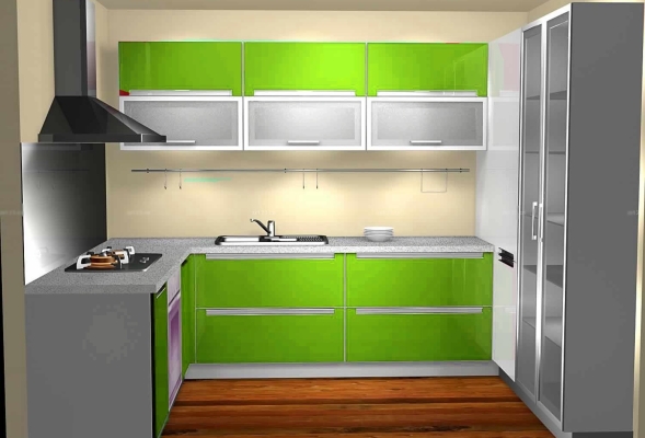 Green Color Concept Kitchen Cabinet Design Refer