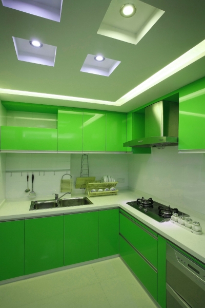 Green Color Concept Kitchen Cabinet Design Refer