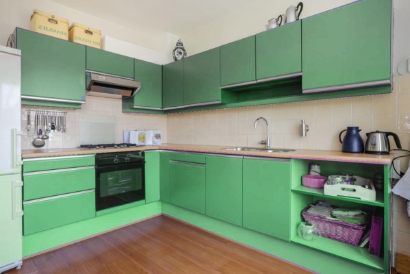 Green Color Concept Kitchen Cabinet Design Refer