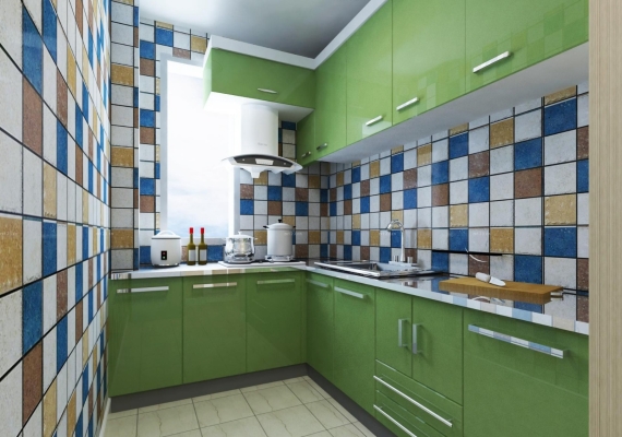 Green Color Concept Kitchen Cabinet Design Refer