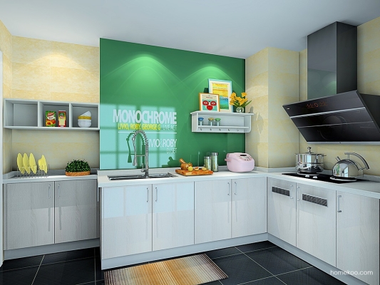 Green Color Concept Kitchen Cabinet Design Refer