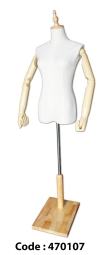 470107 - FEMALE TORSO with HAND and SQ. WOODEN BASE TORSO BODYFOAM MANNEQUIN MANNEQUINS