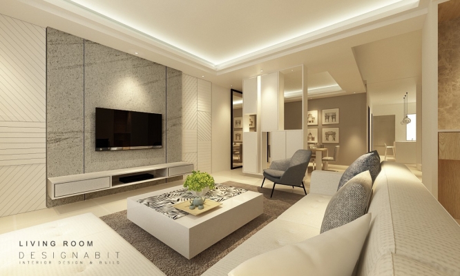 Living Hall 3D Design Drawing Refer From Perak Contractor