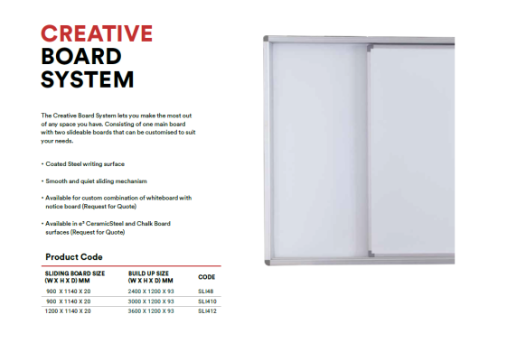 SLI48 CREATIVE Sliding whiteboard system