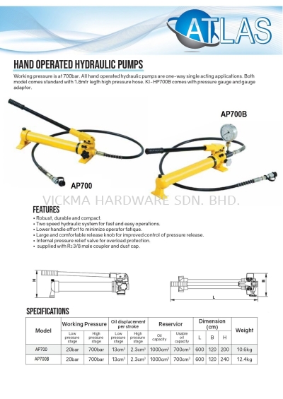 ATLAS HAND OPERATED HYD PUMP