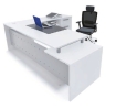 Director table with side return AIM7HD-1-White solution(Front view) Office desk Director table