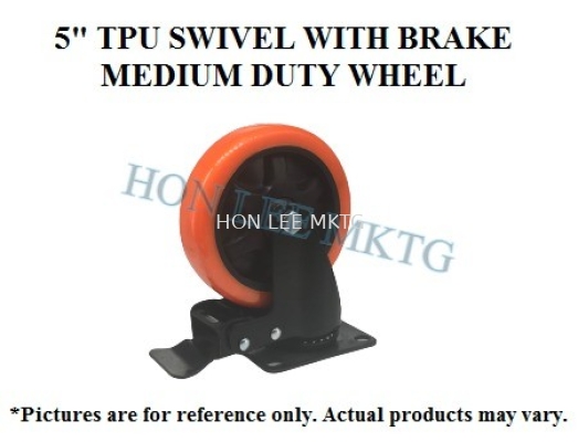 TPU SWIVEL WITH BRAKE MEDIUM DUTY WHEEL 5" 