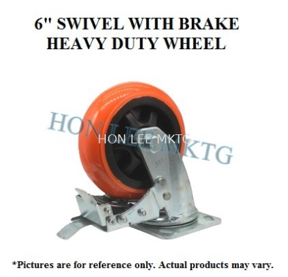 TPU SWIVEL WITH BRAKE HEAVY DUTY WHEEL 6" 