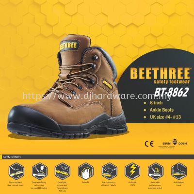 BEETHREE SAFETY FOOTWEAR BT 8862 ANKLE BOOTS B3-BT8862 (BT)
