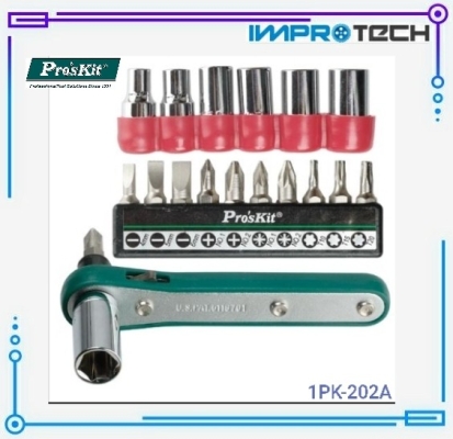 PRO'SKIT [1PK-202A] 17 Pcs Offset Ratchet & Socket Driver Set (Metric Size)