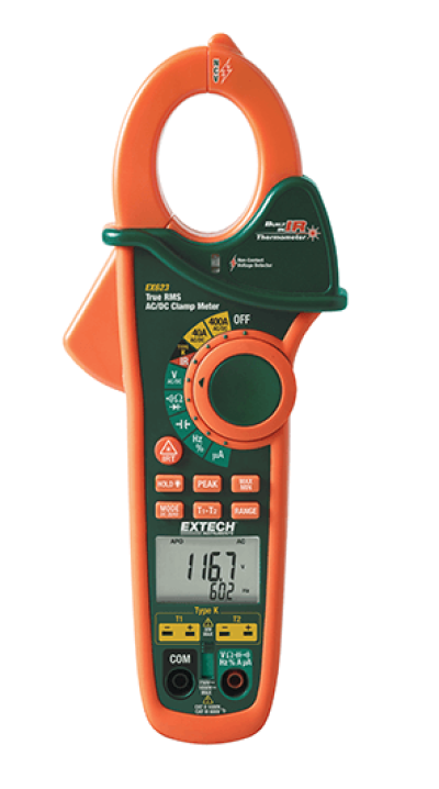 EXTECH EX623 : 400A Dual Input AC/DC Clamp Meter + NCV + IR Thermometer