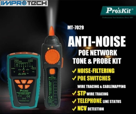 PRO'SKIT [MT-7029] Noise-Filtering NetworkPoE Toner & Probe