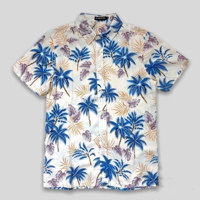 Floral Short Sleeve Men Shirt Casual Button Up