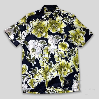 Floral Short Sleeve Men Shirt Casual Button Up