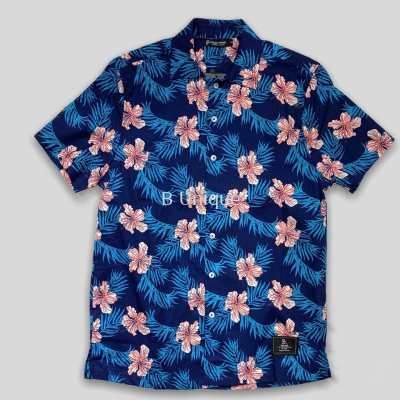 Floral Short Sleeve Men Shirt Casual Button Up