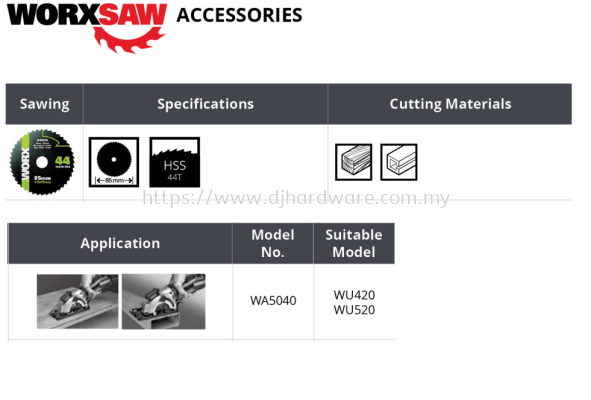 WORX SAW ACCESSORIES SAWING 85MM HSS44T WA5040 WU420 WU520 (WO)