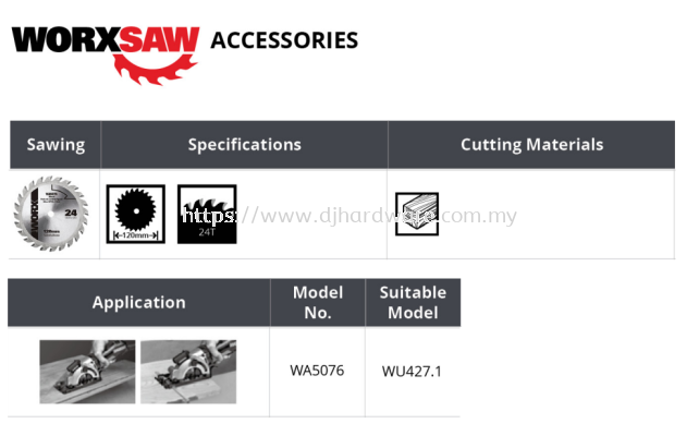 WORX SAW ACCESSORIES SAWING 120MM TCT24T WA5076 WU427.1 (WO)