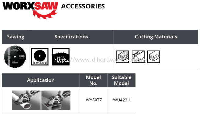 WORX SAW ACCESSORIES SAWING 115MM HSS601 WA5077 WU427.1 (WO)