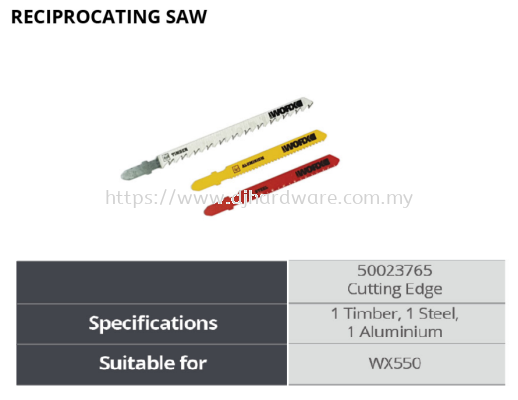 WORX RECIPROCATING SAW CUTTING EDGE 50023765 1 TIMBER 1 STEEL 1 ALUMINIUM WX550 (WO)