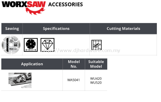 WORX SAW ACCESSORIES SAWING 85MM WA5041 WU420 WU520 (WO)