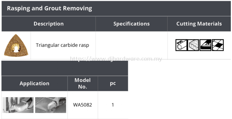WORX RASPING AND GROUT REMOVING TRIANGULAR CARBIDE RASP WA5082 (WO)