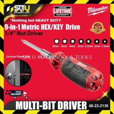 MILWAUKEE 48-22-2136 9-in-1 Metric HEX/KEY  Drive Multi-bit Driver